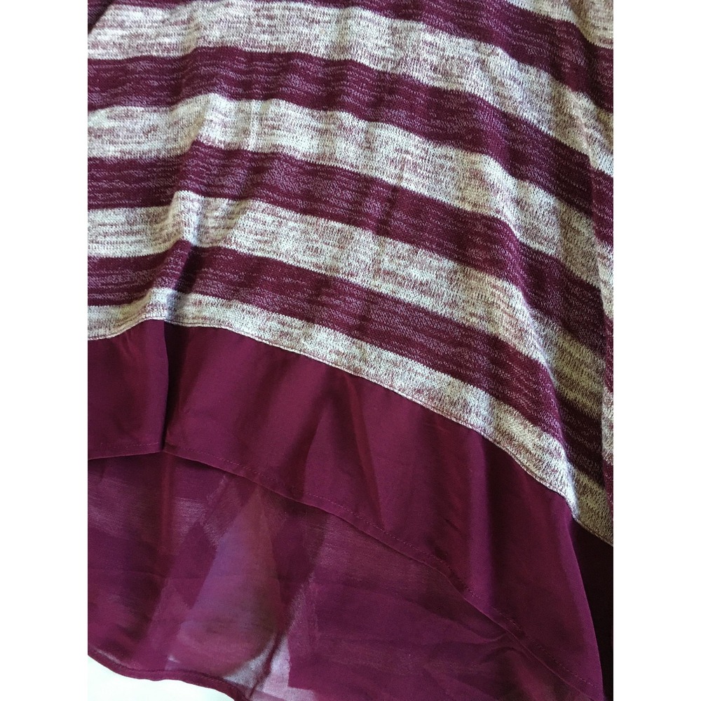 Lane Bryant Sweater Womens 22/24 Burgundy Gray Stripe Chiffon Hem Long Sleeve - Picture 7 of 16